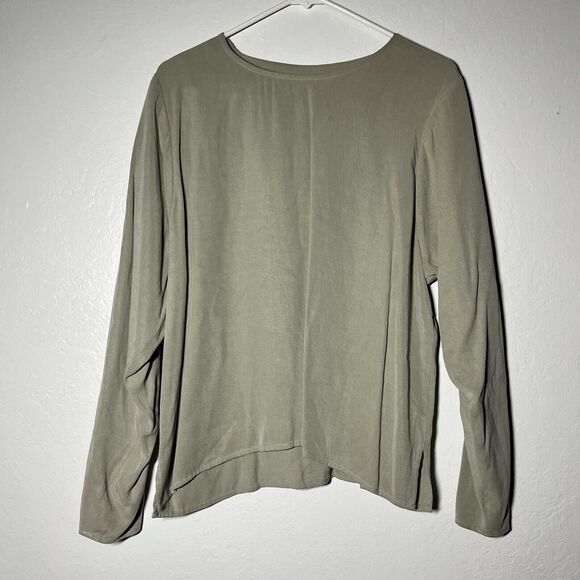 Fat Hat Shirt Size Large Light Green Tencel Rayon Long Sleeve Made USA Vermont - Picture 1 of 10